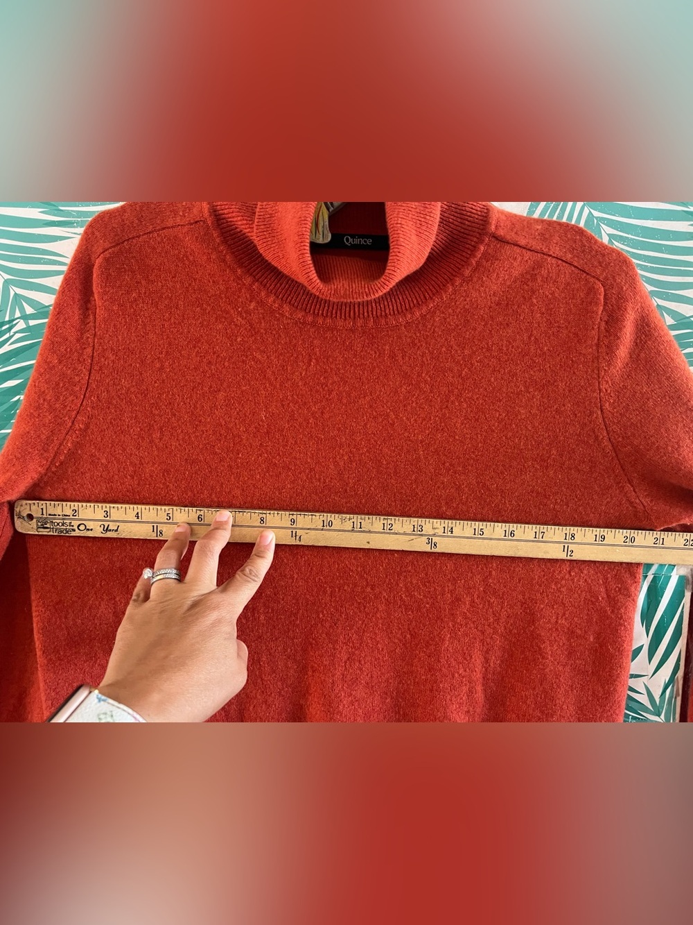 Quince Cashmere Fisherman burnt orange Turtleneck Sweater Sz L - Picture 7 of 7